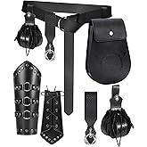 5PCS Renaissance Accessories Medieval Belt Leather Bracers Belt Pouch Keychain Renaissance Costume Set for Halloween