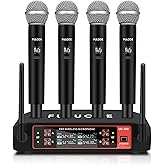 FULODE UG-550 Wireless Microphone, Professional 4 Channels Karaoke Handheld System for Home Karaoke, Meeting, Party, Church, DJ, Wedding, Home KTV Set