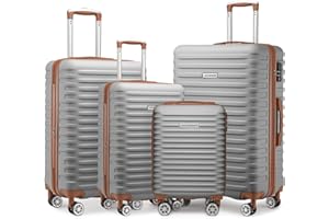 Lulusail LARVENDER Luggage Sets 4 Piece, Expandable(Only 24"&28") ABS Suitcase with 360° Spinner Wheels, Durable Luggage Sets Clearance Carry On Luggage Suitcase Set For Women Men, Grey