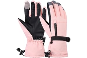 YHomU Women Ski Gloves, Full Finger Winter Gloves Freezer Warm Women Ski Gloves Anti-Slip Waterproof Lightweight Touch Screen Palm Protection Gloves Protective Cold Weather Gloves for Hiking Skiing