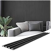 Art3d 8-Pack 96 x 6in. WPC Acoustic Slat Wall Panel for Modern Interior Decor, TV Background, Living Room, Matte Black