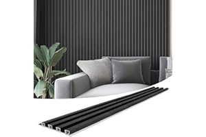 Art3d 8-Pack 96 x 6in. WPC Acoustic Slat Wall Panel for Modern Interior Decor, TV Background, Living Room, Matte Black
