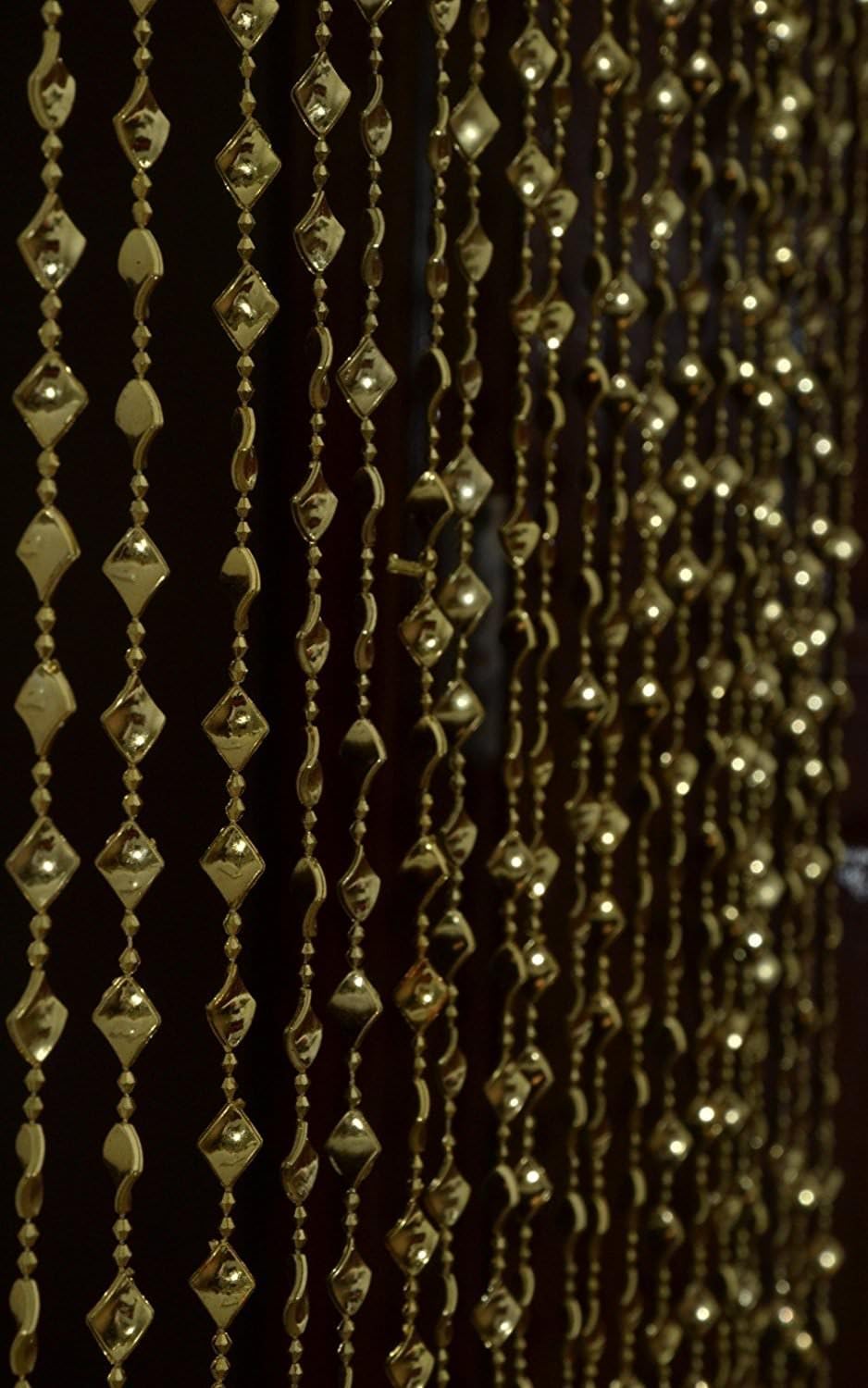 Saira SC's Fabulous Home Sparkling Diamond Shape Plastic Strings Beads Curtain (7 ft, Golden)