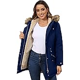 ROYAL MATRIX Women's Winter Coats Fleece Lined Parka Jacket Hooded Long Winter Warm Parka Coat with Pockets