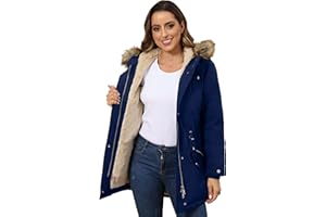 ROYAL MATRIX Women's Winter Coats Fleece Lined Parka Jacket Hooded Long Winter Warm Parka Coat with Pockets