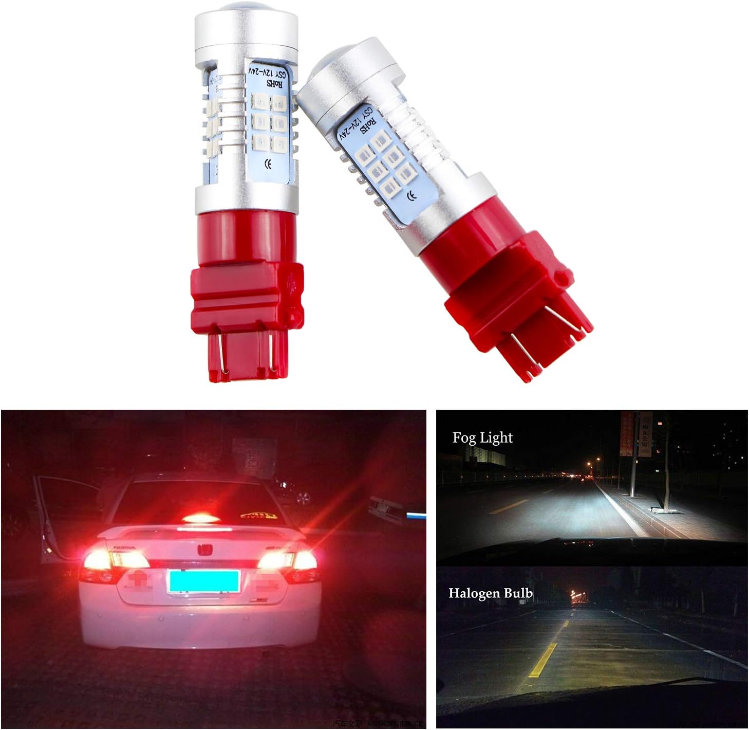 Extremely Bright 3157 3156 3057 3056 LED Brake Light Bulbs 21 SMD Brilliant Red Tail Lights Stop Lamp Replacement 2pcs
