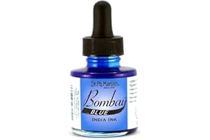 Dr. Ph. Martin's Bombay India Ink (5BY) Ink Bottle, 1.0 oz, Blue, 1 Bottle
