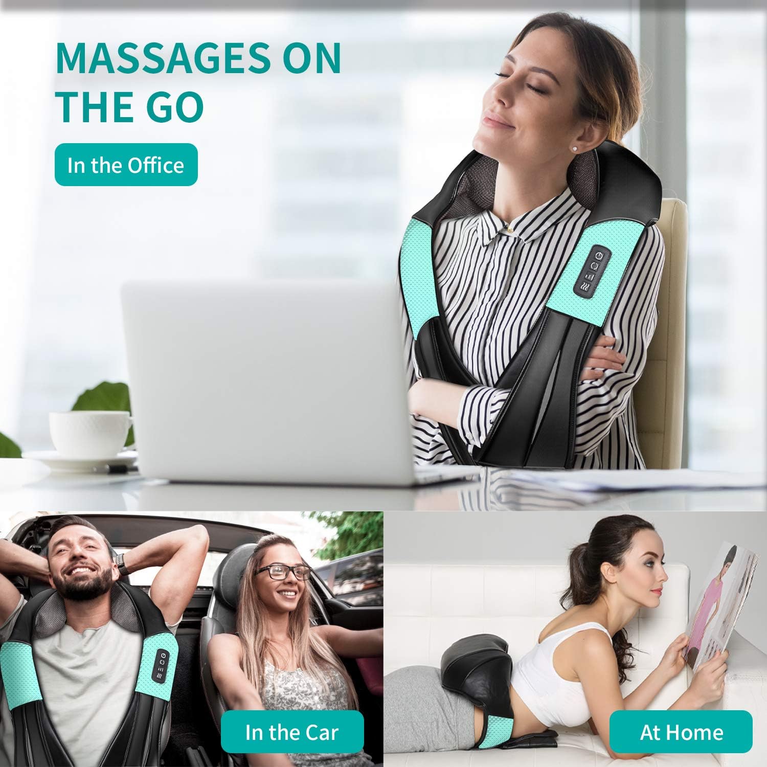 Nekteck Shiatsu Neck and Back Massager with Soothing Heat, Electric Deep Tissue 3D Kneading Massage Pillow for Shoulder, Leg, Body Muscle Pain Relief, Home, Office, and Car Use (Blue): Health & Personal Care