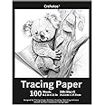 Crehatos 8.5" x 11" Tracing Paper, Translucent Tracing Pad, 100 Sheets 38lb/60gsm Vellum Art Paper