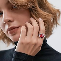 AGRULE Ruby Gemstone Ring Sterling Silver Gemstone