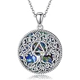 ONEFINITY AA Gift Necklace Sterling Silver Alcoholics Anonymous Recovery Symbol Necklace Tree of Life AA Sobriety Pendant Jewelry for Women Gift