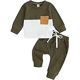 GGBNOMER Toddler Baby Boy Fall Clothes Waffle Contrast Color Sweatshirt Pants Sets Infant Winter Outfits 6 12 18 24 Months