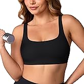 UNISSU Hugcurve Double Lined No Padding Sports Bra Scoop Neck Cross Back Convertible Wireless Yoga Workout Crop Top