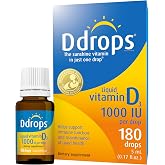 Ddrops Adults 1000 IU 180 Drops, Liquid Vitamin D. Supports Strong Bones &amp; Immune System. No Large Capsules, No Preservatives, Non-GMO, Allergy-Friendly