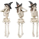 Newman House Studio Halloween-Décorations No-Evil-Skeleton-Figurines | Halloween Decorations Indoor Realistic Skeleton See Speak Hear No Evil Resin Witch Table Decor Set of 3, 2.5*5.5*4.5 inch