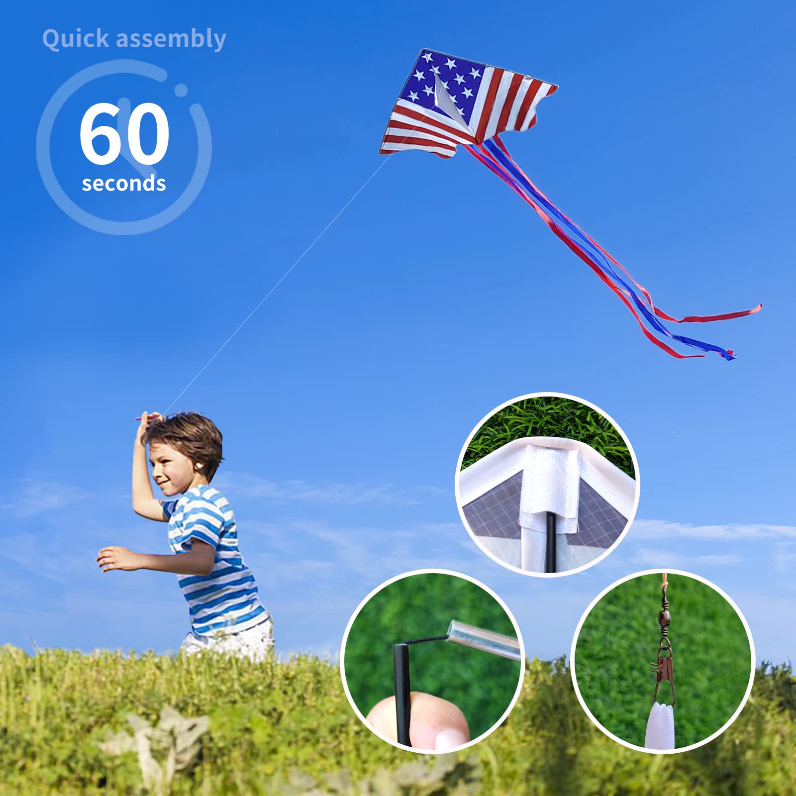 Kaiciuss Delta Kite for Kids & Adults - Easy to Fly Large Single Line Beach Kite with 300ft String Handle Included, Perfect for Beginners, Teens