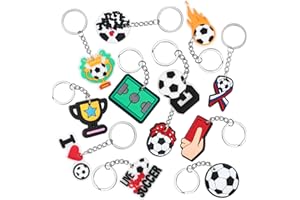 PEOVLVN 24 Pack Soccer Keychain Bulk Sports Keychains Soccer Ball Keychain Soccer Themed Birthday Party Favors for Carnival Reward Soccer Goodie Bags Stuffers