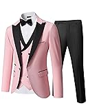 YND Men's 3 Piece Slim Fit Wedding Tuxedo Set, Peak