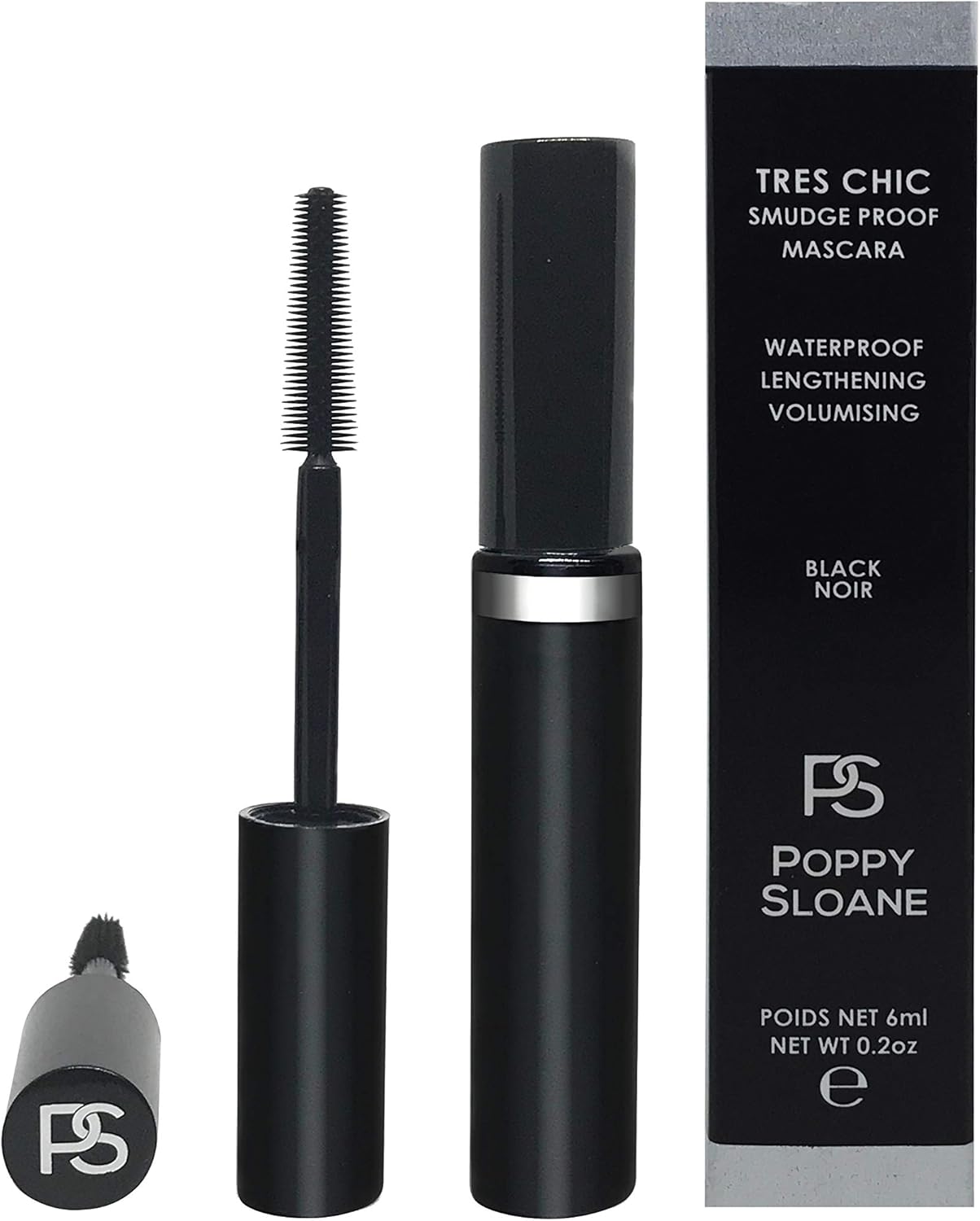 Poppy Sloane Trés Chic Vegan Tubing Mascara Black, Waterproof, Smudge-Proof, Long Lasting, Easy Removal with Warm Water