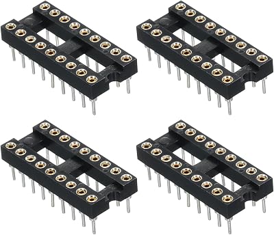 sourcing map 4pcs DIP IC Socket Adapter Round Pin 18P 2.54mm Pitch for PCB
