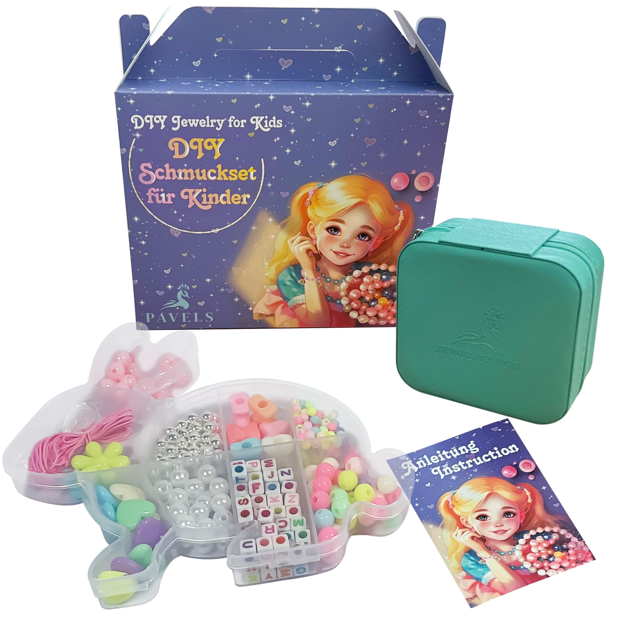 PAVELS Beads for Threading Children's Jewellery for Crafts DIY Rabbit Bead Set Gift Idea for Girls 4 5 6 7 8 9 10 Years