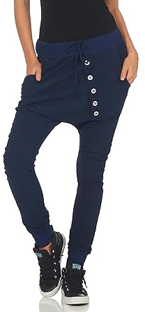 Malito Damen Jogginghose mit Knopfleiste | Sporthose meliert | Baggy zum Tanzen | Sweatpants - Trainingshose 7398