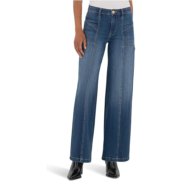 (取寄) カット フロム ザ クロス レディース ジーン ハイライズ ワイド フロント シーム パッチ フロント ポケッツ KUT from the Kloth women Jean High-rise Wide Front Seam Patch Front Pockets Align KUT from the Kloth Womens Charlotte High Rise Wide Leg Front Seam
