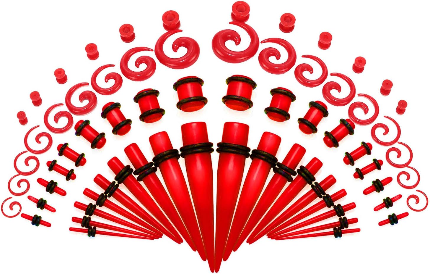 64 PCS Acrylic Spot Gauge Kit Spiral Tapers Tunnels Plugs 14G-00G Ear Stretching Starter Set Jewelry