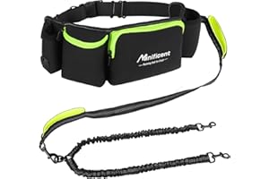 Manificent Hands Free Double Dog Leash - Wide Padded Waist Leash with Reflective Stitching for Walks, Jogging, Running, Hiking, and Training