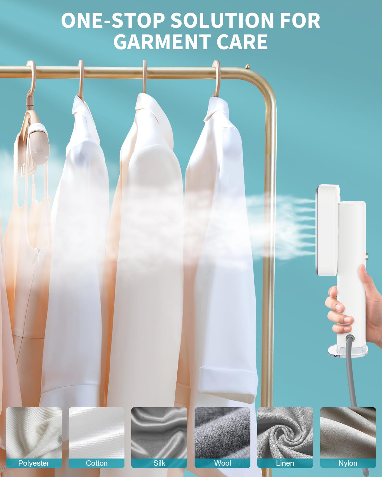 Travel Steamer for Clothes, Portable Garment Steamer & Iron 2 in 1, 10s Heat Up, Large Heat Panel, 15mins Continous Steam,1200W Light Small Handheld Steamer for Home & Travel