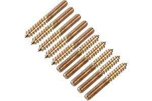 uxcell M6 Hanger Bolts Length 2"(50mm) Double Headed Bolts Self-Tapping Screw 6mm Wood Joint Furniture Legs 10pcs