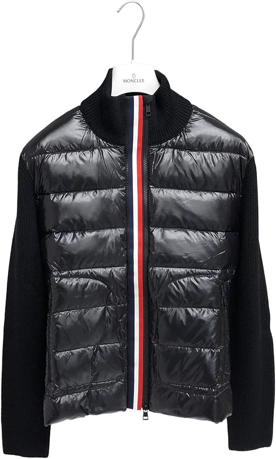 Amazon モンクレール メンズ ダウン ニット カーディガン Cardigan Tricot 9b519 00 418 999 パッド入りカーディガン ブラック ハンガー付属無し 並行輸入品 Lサイズ カーディガン 通販