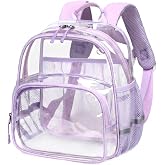 Bluboon Clear Backpack for Stadium Events 12&times;6&times;12 See-Through Stadium Approved Small Clear Bag for Concert Sports Outdoor (Purple, Mini-12)
