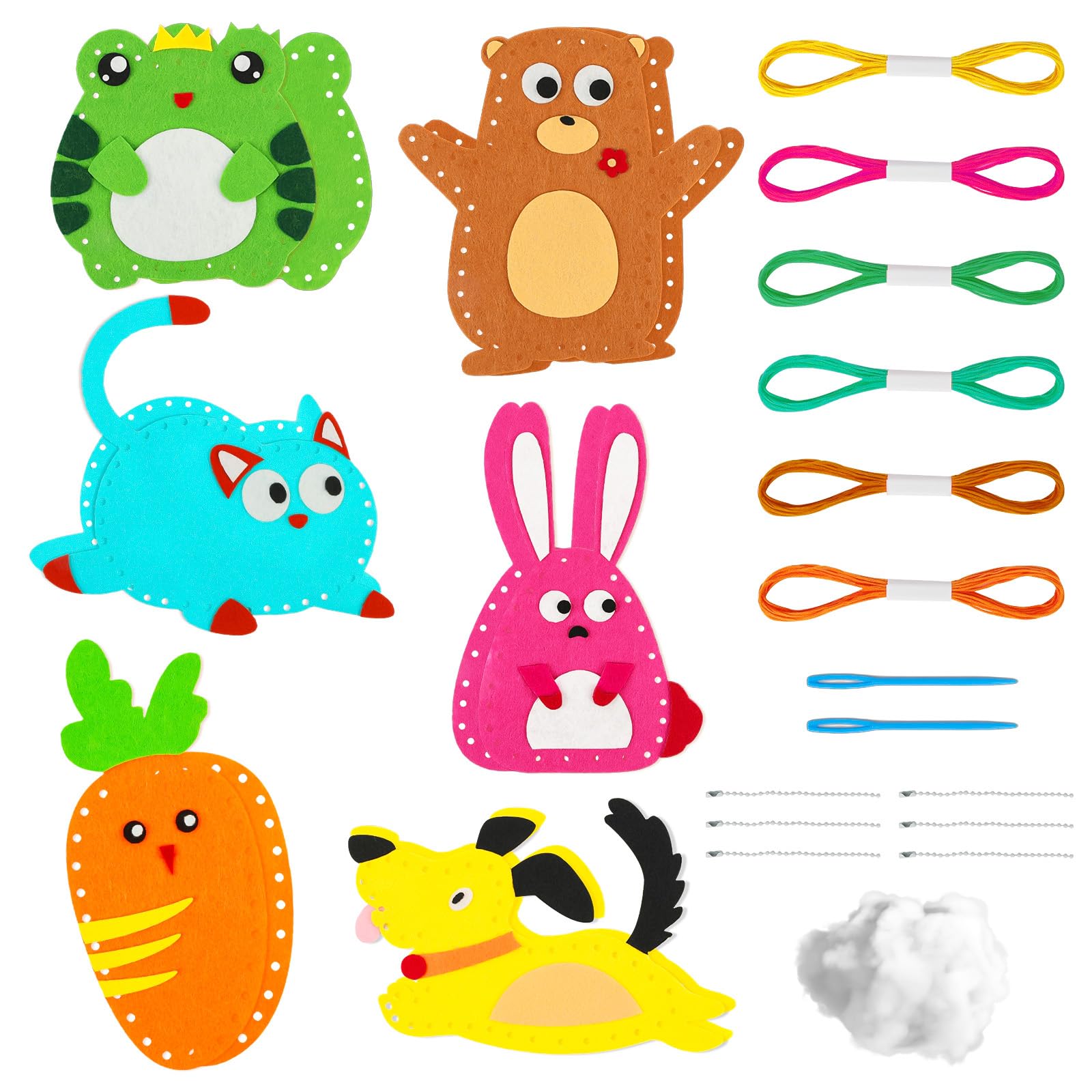 Vicloon First Sewing Kit for Kids, 6-Piece Cute Childrens Sewing Kits, Animal Sewing Craft Kit for Kids DIY, Introduction to Sewing Kit for Kids Age 5-12 Learn to Sew Arts and Crafts — image 1