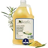 Kevala Organic Extra Virgin Sesame Oil – Cold Pressed, Unrefined & Non-GMO Cooking Oil for Salad, Frying, Baking, and Skin or Hair Use – Gluten Free & Kosher Certified | 128 Oz