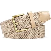 JASGOOD Braided Belt Women Stretch Woven Belts for Golf Elastic Casual 1 3/8" Jeans Shorts Pants