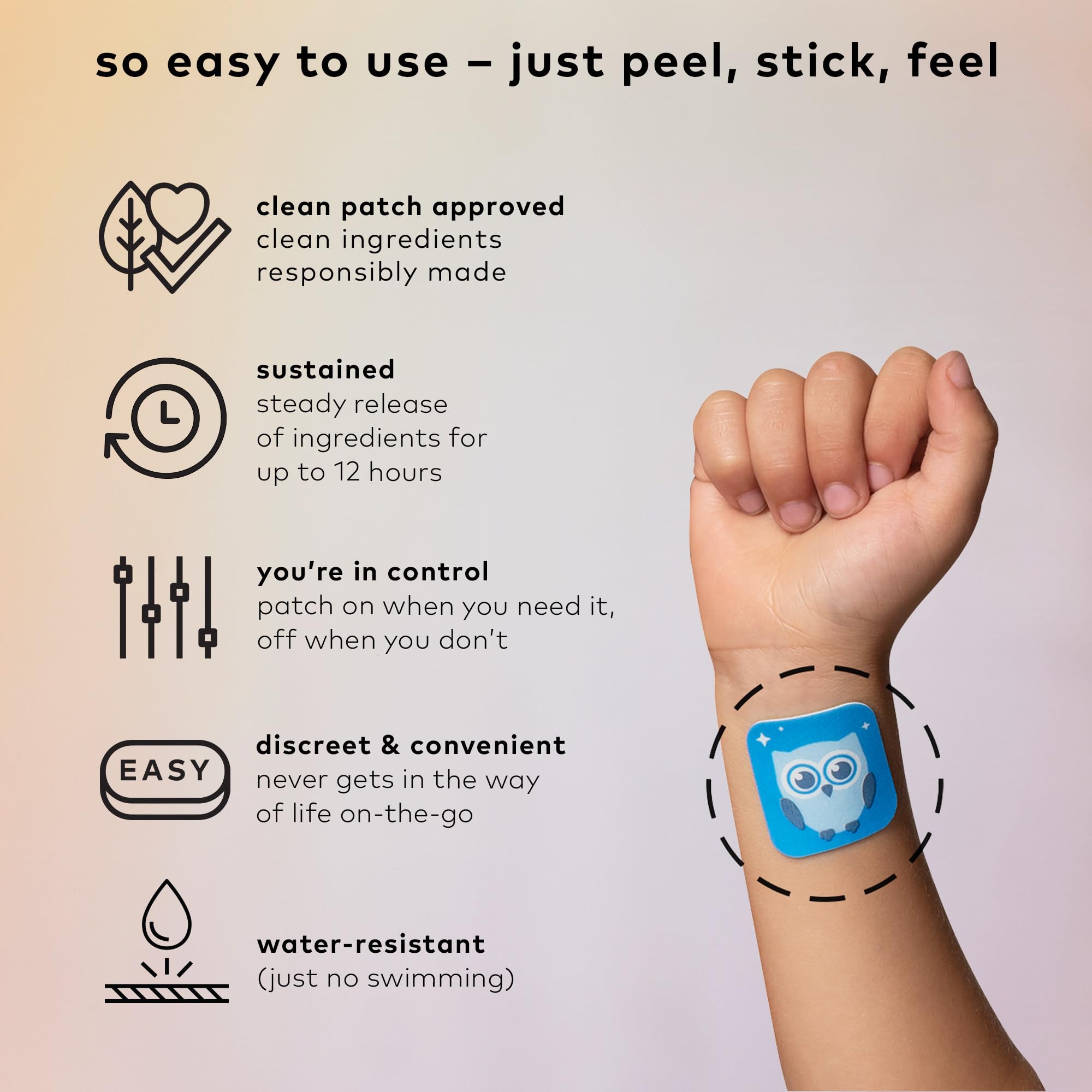 The Good Patch Nite Owl Patch, Natural Sleep Patch Support for Kid Bedtime with Tart Cherry, Chamomile, and Skullcap, Plant Powered, Sustained Release (12 Total Patches)