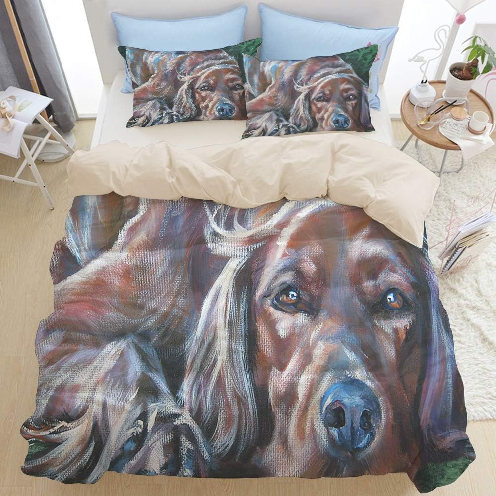 COFEIYISI Premium 3pcs Bedding Set,Irish Setter Dog