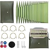 4-inch Knitting Needles Set, 13 Pairs Interchangeable Circular Knitting Needles Set Aluminum US Sizes 2.5, 3, 4, 5, 6, 7, 8,