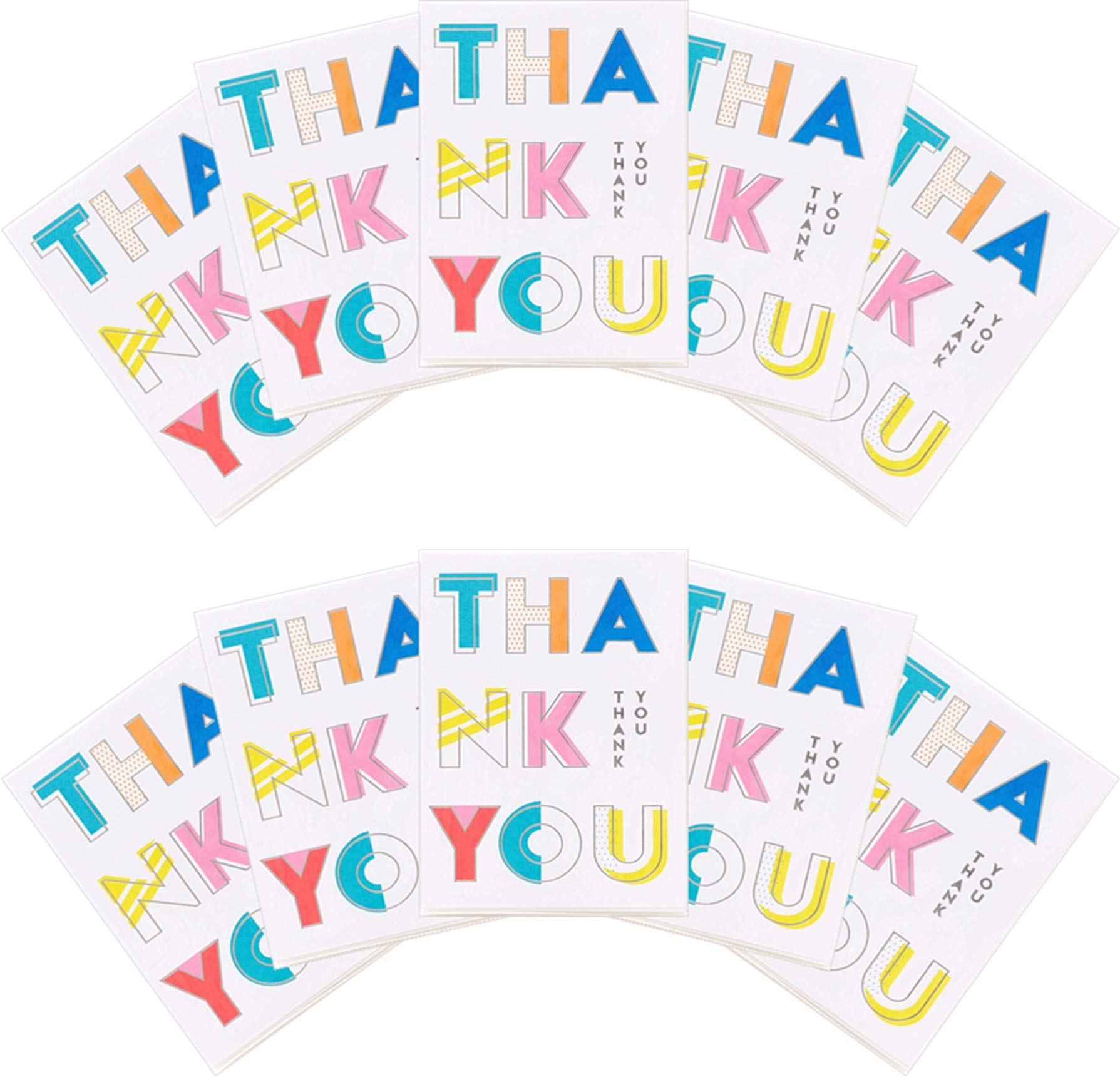 UK Greetings Thank You 10 Card Multipack For Him/Her With Envelopes - Bold Lettering Design
