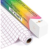 HTVRONT Transfer Tape for Vinyl - 12" x 10 FT w/Red Alignment Grid Clear Transfer Paper for Adhesive Vinyl - Medium Tack Vinyl Transfer Tape for for Decals Signs Windows Stickers