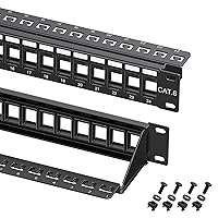 Cable Matters Rackmount or Wall Mount 1U 24 Port Keystone Patch Panel with Support Bar (Blank Patch Panel for Keystone Jacks/