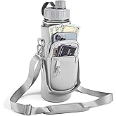 Noxgifix Water Bottle Holder with Strap,Water Bottle Bag,32/40 oz Large Capacity,Adjustable Shoulder Hand Strap,2 Phone Pocket Water Bottle Holder,Water Bottle Accessories for Camping Running Walking