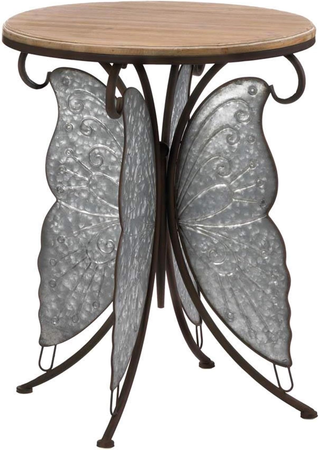 Butterfly End Table, Butterfly Wings Metal Occasional Side Table, Butterflies Silver Round End Tables, Rustic Home Decor Farmhouse Furniture, Butterfly Lover Birthday Christmas Gifts