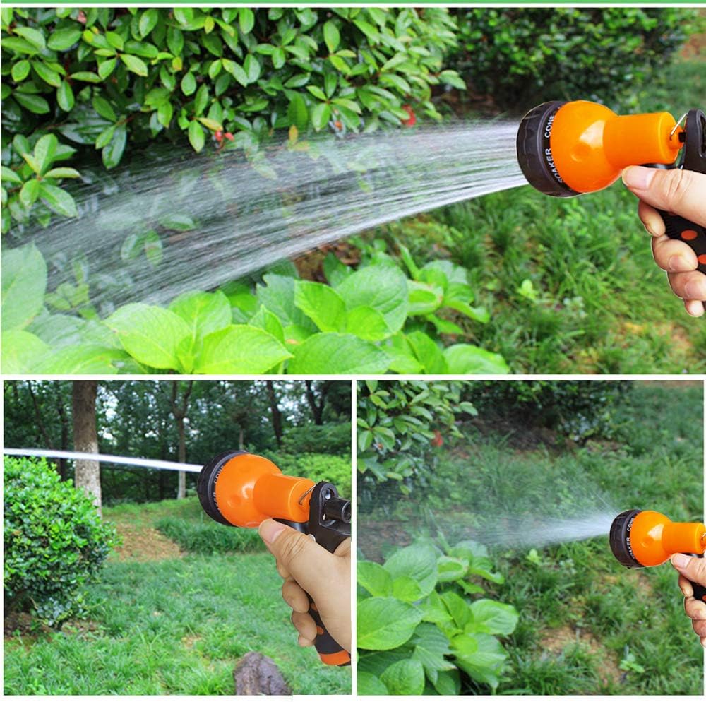 Garden Hose Nozzle Sprayer - Heavy Duty High Pressure Water Nozzle for Garden Hose, 7Different Spray Patterns, Thumb Control for Watering Plants, Washing Cars, and Showering Pets (Orange) : Garden & Outdoor