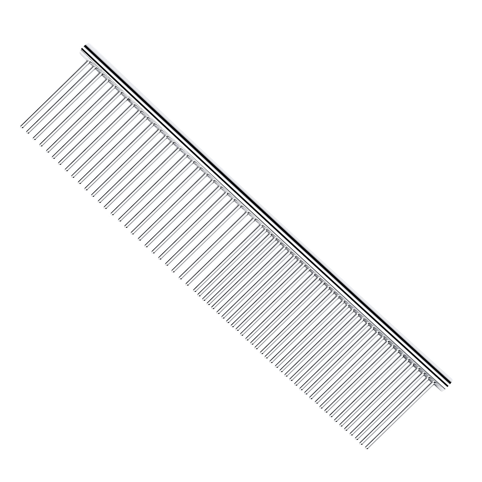 Photo 1 of PETTOM Pet Steel Grooming Tool Poodle Finishing Butter Comb 7 1/2-inch L Silver Dog Combs with Rounded Ends Stainless Steel Teeth, Cat Comb for Removing Tangles and Knots