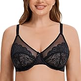 MELENECA Women's Minimizer Bras for Large Bust Underwire Plus Size Full Coverage Lace Bras