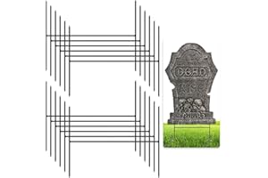 HOMSHIAM 12PCS Metal Halloween Tombstone Stakes 7.9"X6.3" H Shaped, Foam Graveyard Stakes for Yard Lawn Outdoor Decorations