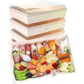 ganfaner 25 PCS Wooden Food Containers, Rectangle Wooden Bento Box with Lid, Oil-proof and Seepage-proof Poplar Take-out Box, Suitable for Party Takeout Enjoyment [9.4 x 6.9 x 2.36 in]
