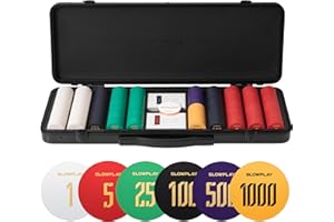 SLOWPLAY Godel Ceramic Poker Chips Set for Texas Hold'em, 500 PCS [with Numbered Values], 39mm & 10g Each | Features a High-e